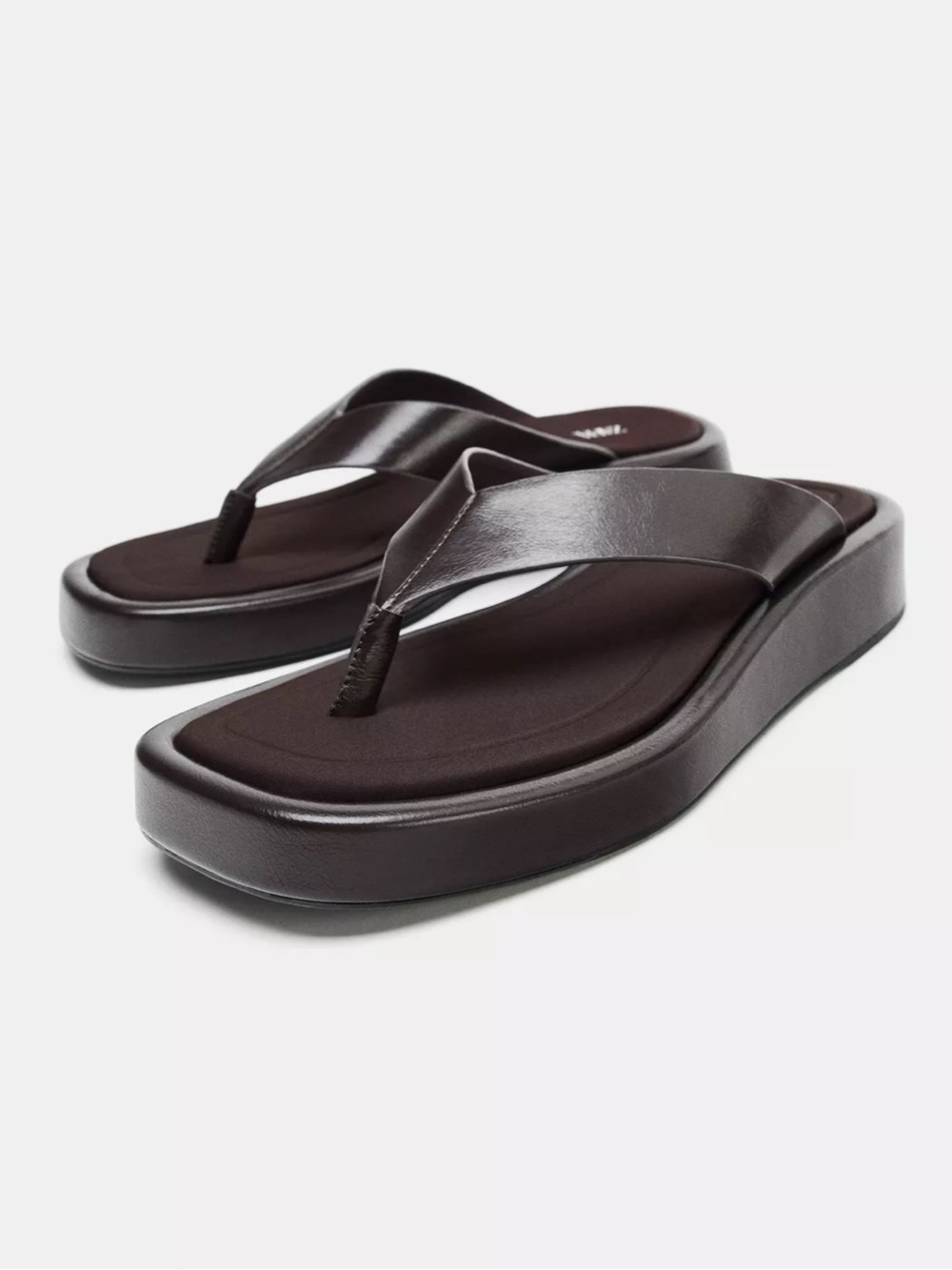 Zara Women’s Platform Thong Sandals in Dark Brown